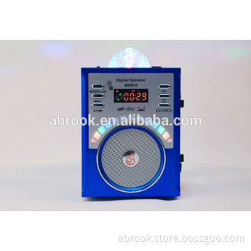 Remote control portable wooden speaker with led light